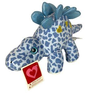 Hug Fun Plush Blue Stegosaurus Gold Hearts Appliqué Dinosaur Glitter Walmart